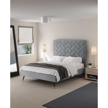 Manhattan Comfort Crosby Queen-Size Bed in Grey BD009-QN-GY